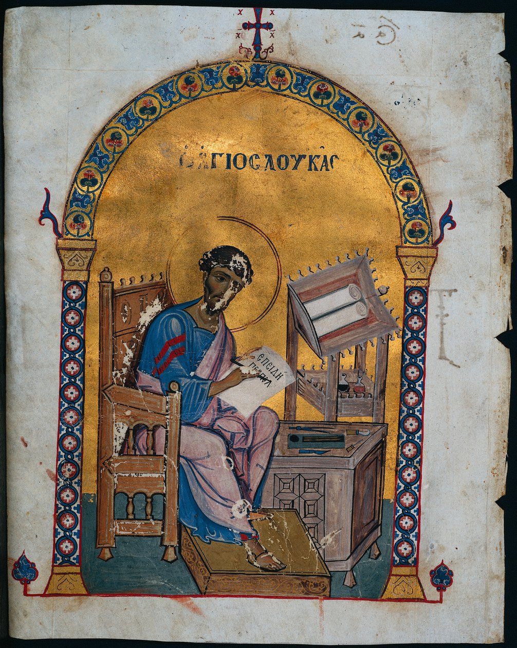 Foglio di un lezionario con San Luca da Unknown artist