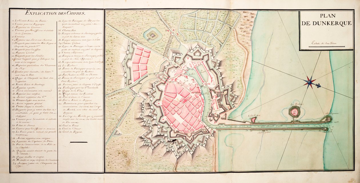 Mappa di Dunkerque da Unknown artist