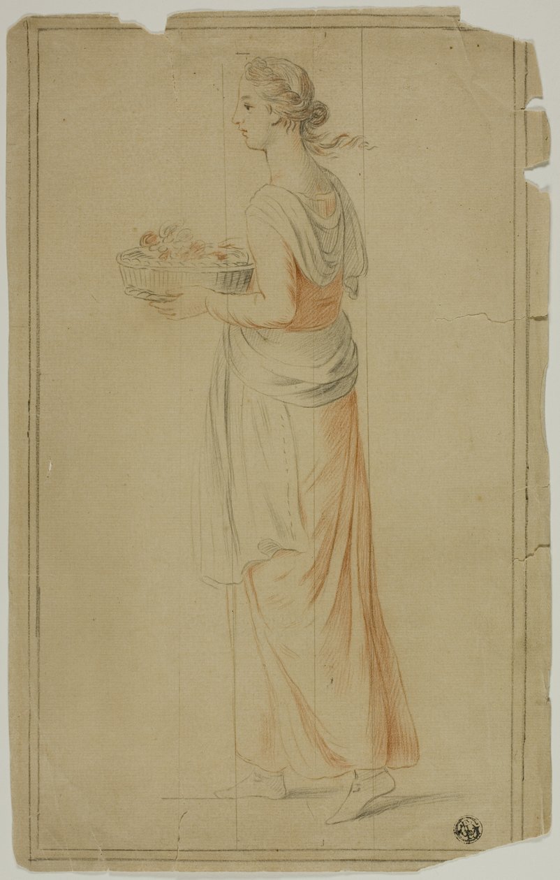 Ragazza in piedi con cestino da Unknown artist