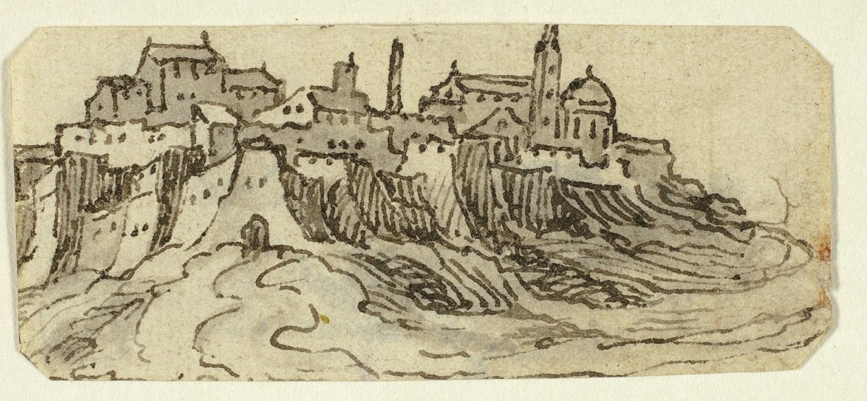 Veduta di una Città Collinare con Cattedrale da Unknown artist