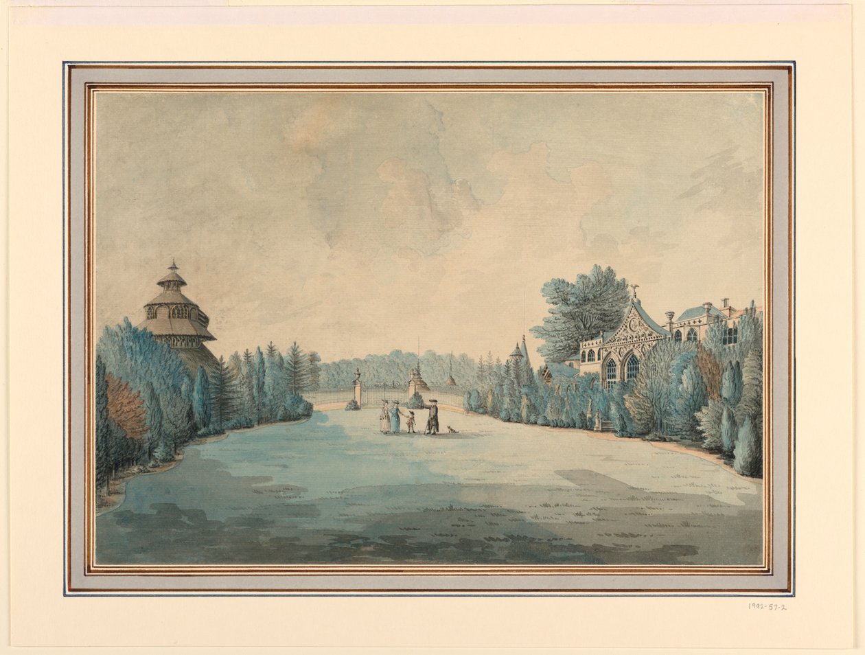 Vista di un giardino con pagoda da Unknown artist