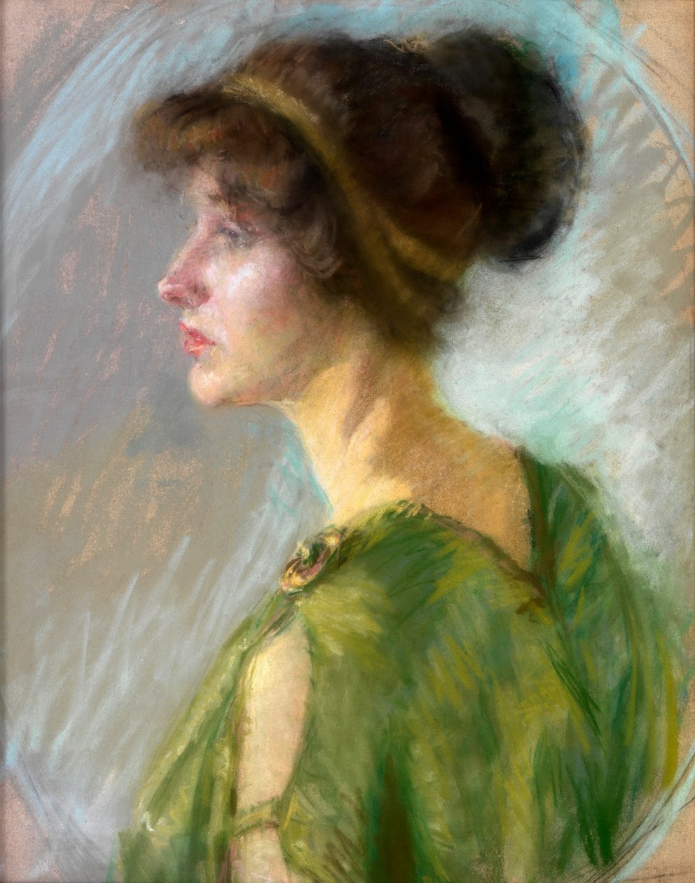 Giovane donna in verde da Unknown artist