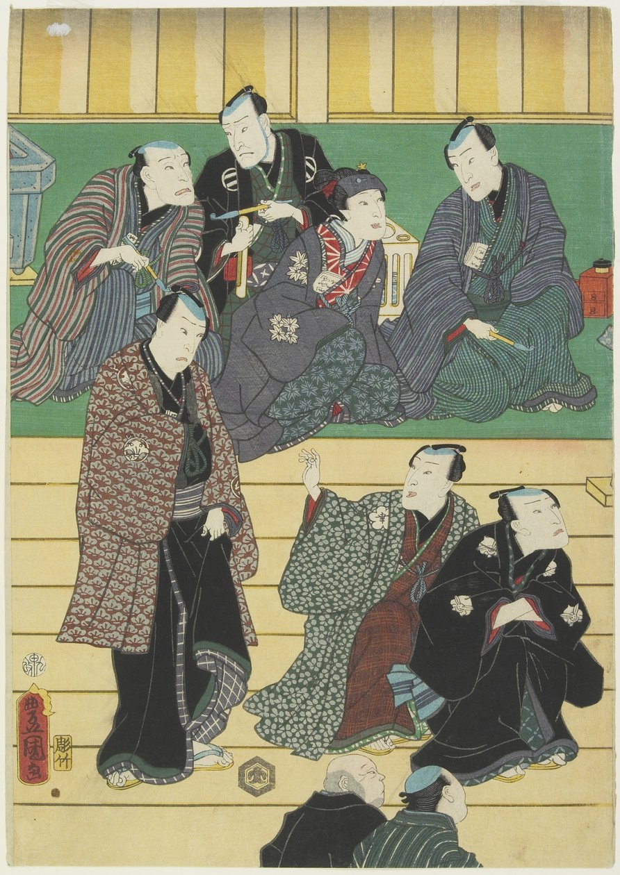 (Prova di una rappresentazione Kabuki), settembre 1860 da Utagawa Kunisada