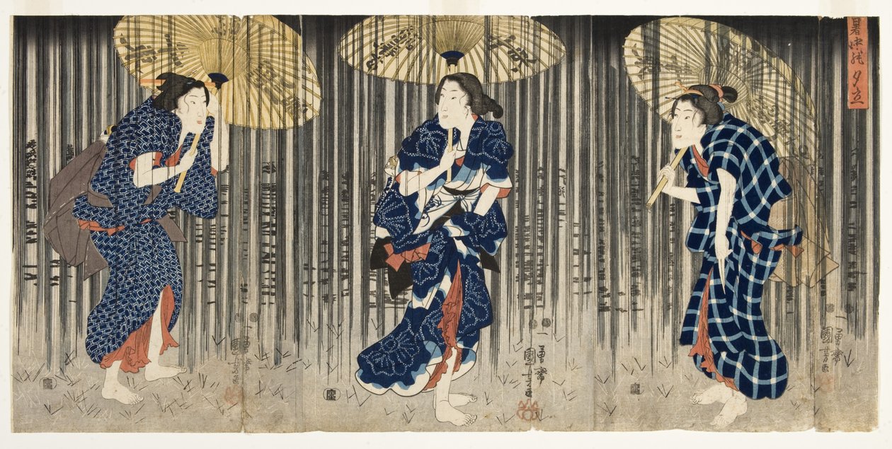 Pioggia improvvisa in estate da Utagawa Kuniyoshi