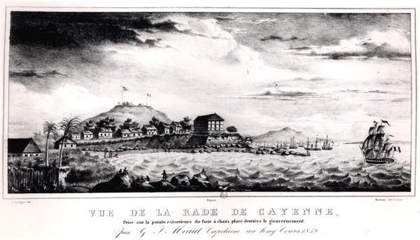 Veduta del porto di Cayenne, Guyana da V. (after) Philippe