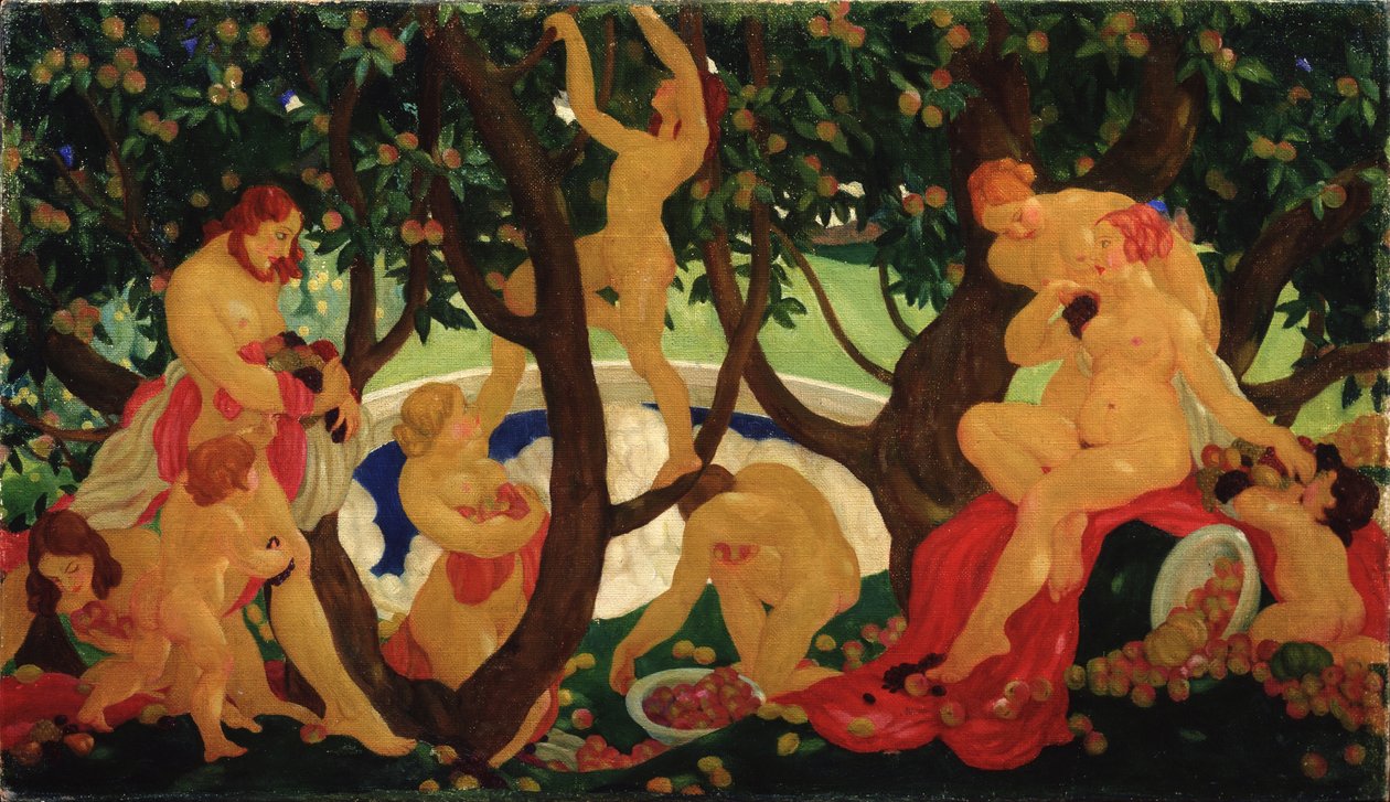 Raccolta di mele, 1917 da Valentin Alexandrovich Yakovlev