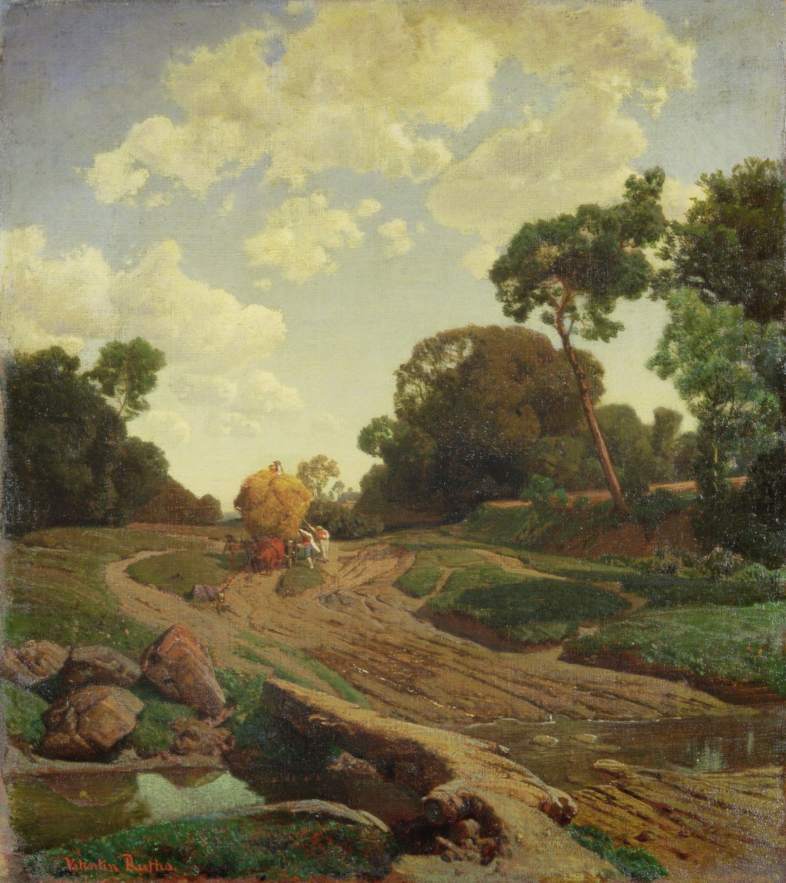Paesaggio con carro di fieno, c.1858 da Valentin Ruths