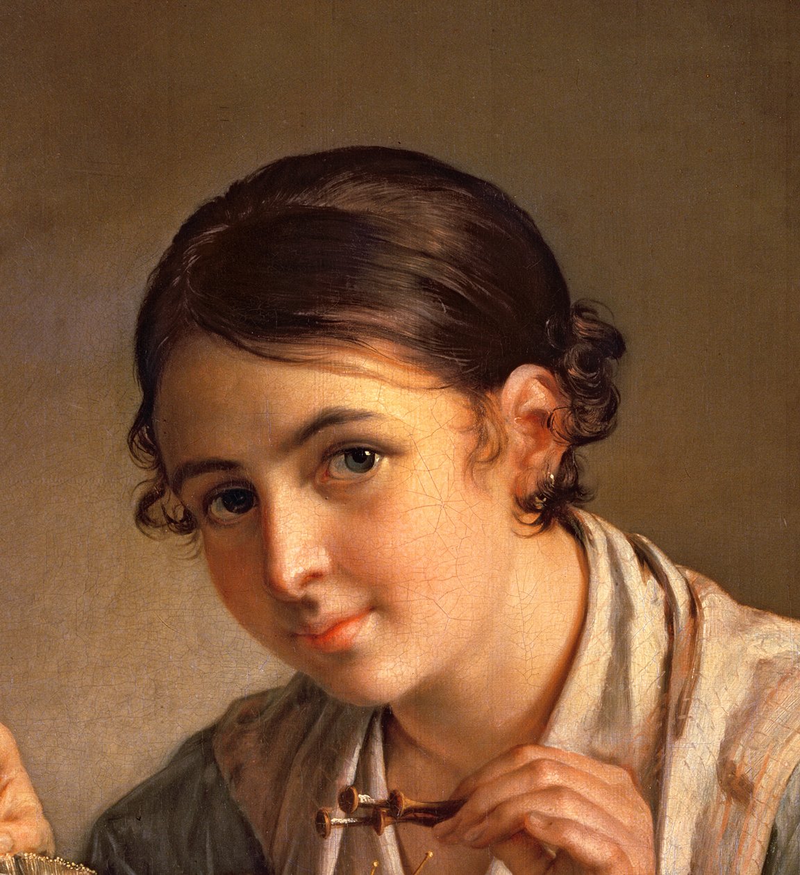 La merlettaia, 1823 (dettaglio) da Vasili Andreevich Tropinin