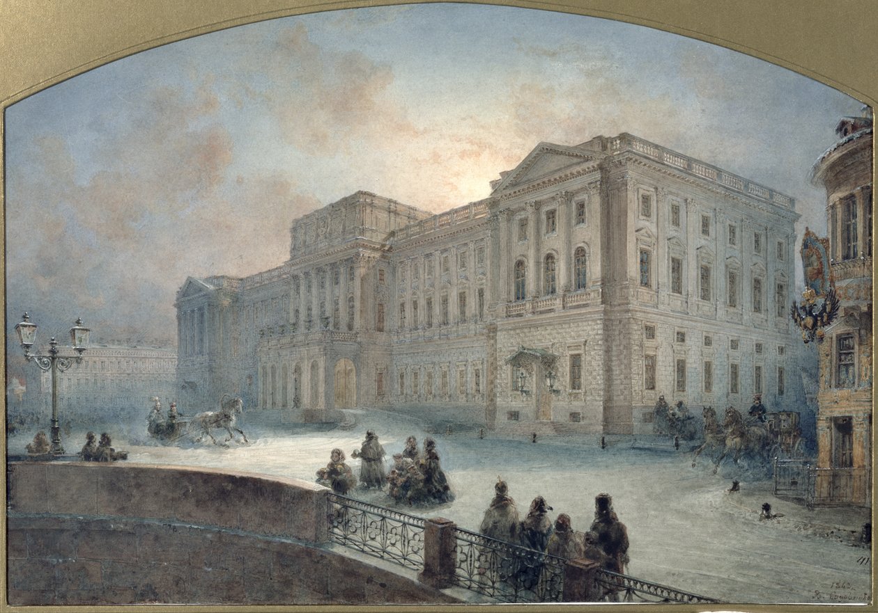 Veduta del Palazzo Mariinsky in inverno, 1863 da Vasili Semenovich Sadovnikov