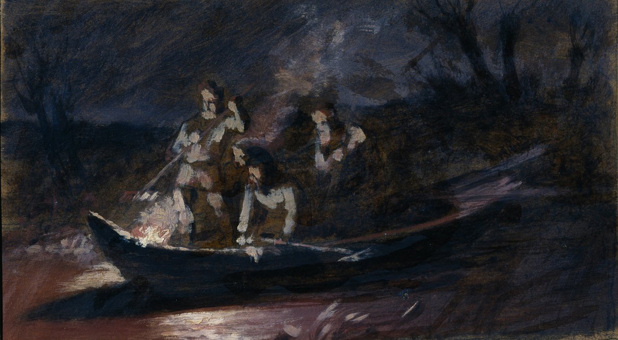 Pesca notturna con la lancia, 1870s da Vasili Grigorevich Perov