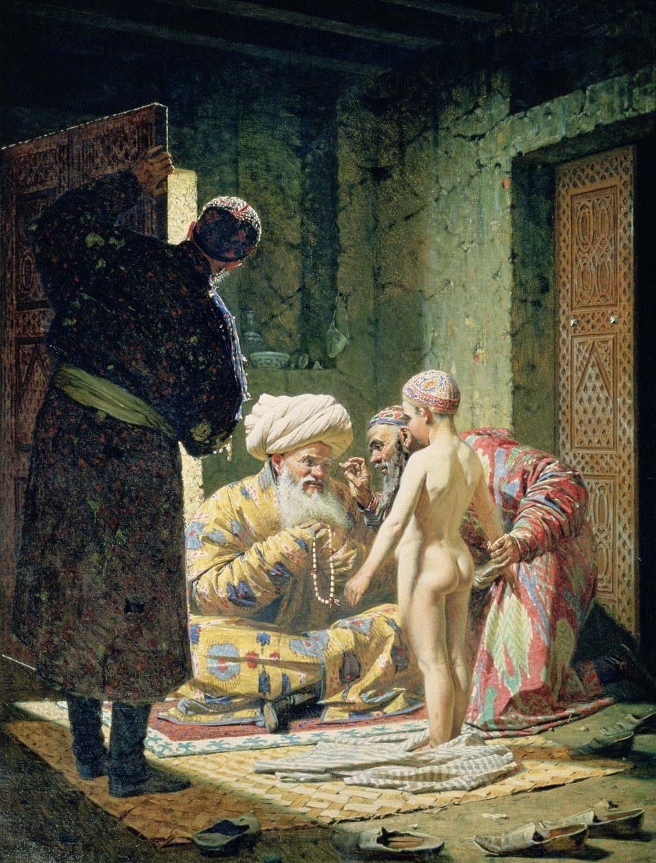 Vendita di uno schiavo bambino da Vasili Vasilievich Vereshchagin