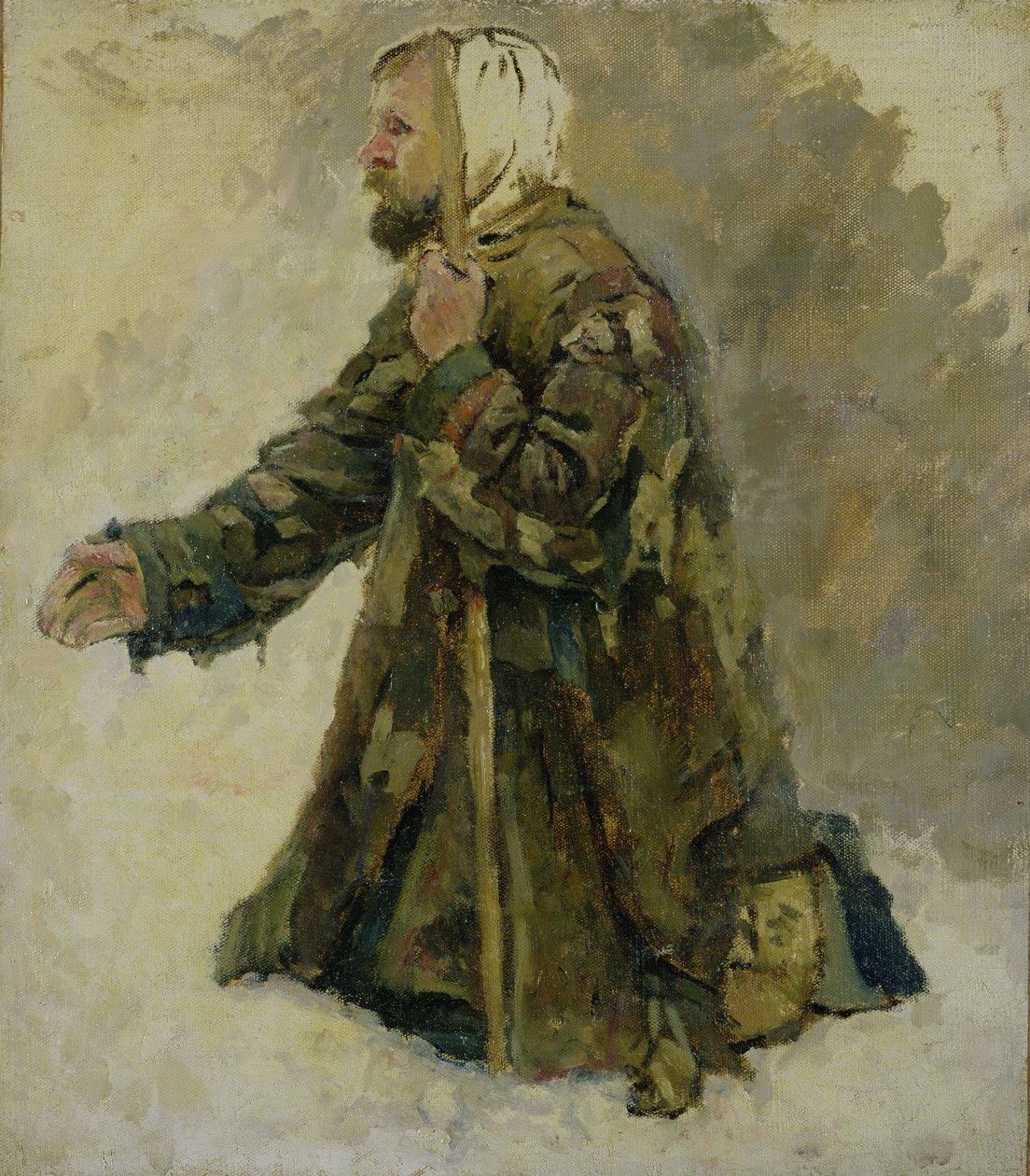 Il folle di Dio in ginocchio da Vasilij Ivanovic Surikov