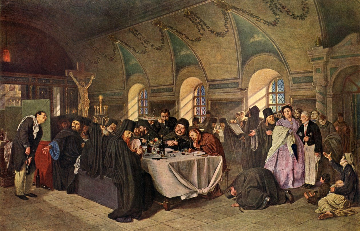 Un pasto nel monastero da Vasily Perov