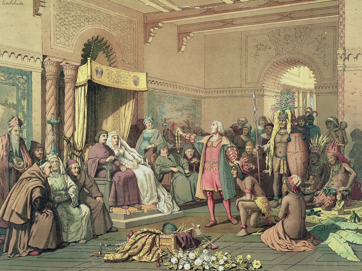 Colombo alla corte reale di Spagna a Barcellona da Victor A. Searles