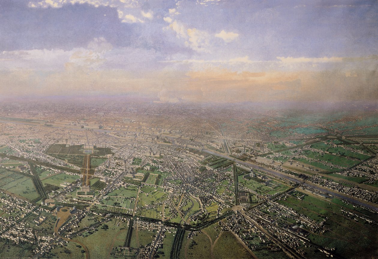 Veduta generale di Parigi da una mongolfiera, 1855 (dettaglio) da Victor Navlet