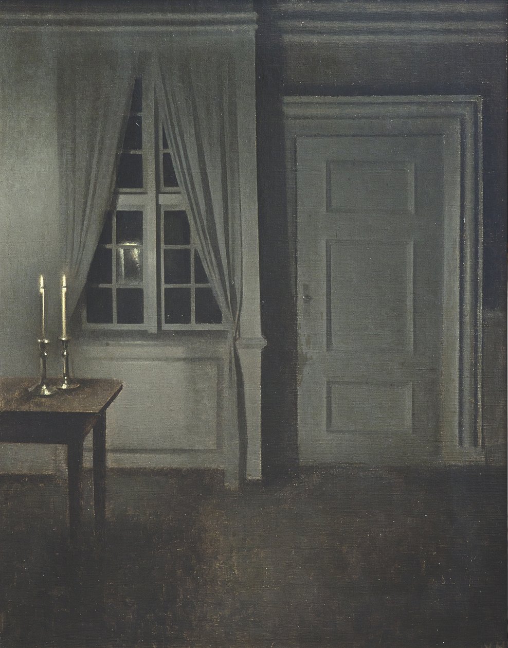 Interno con due candele da Vilhelm Hammershøi