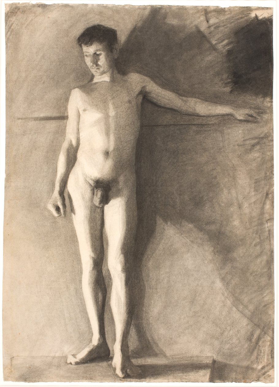 Modello maschile in piedi da Vilhelm Hammershøi