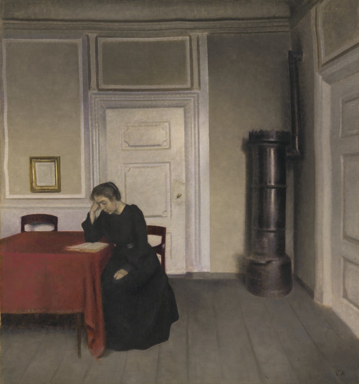 Interno con donna che legge da Vilhelm Hammershoi
