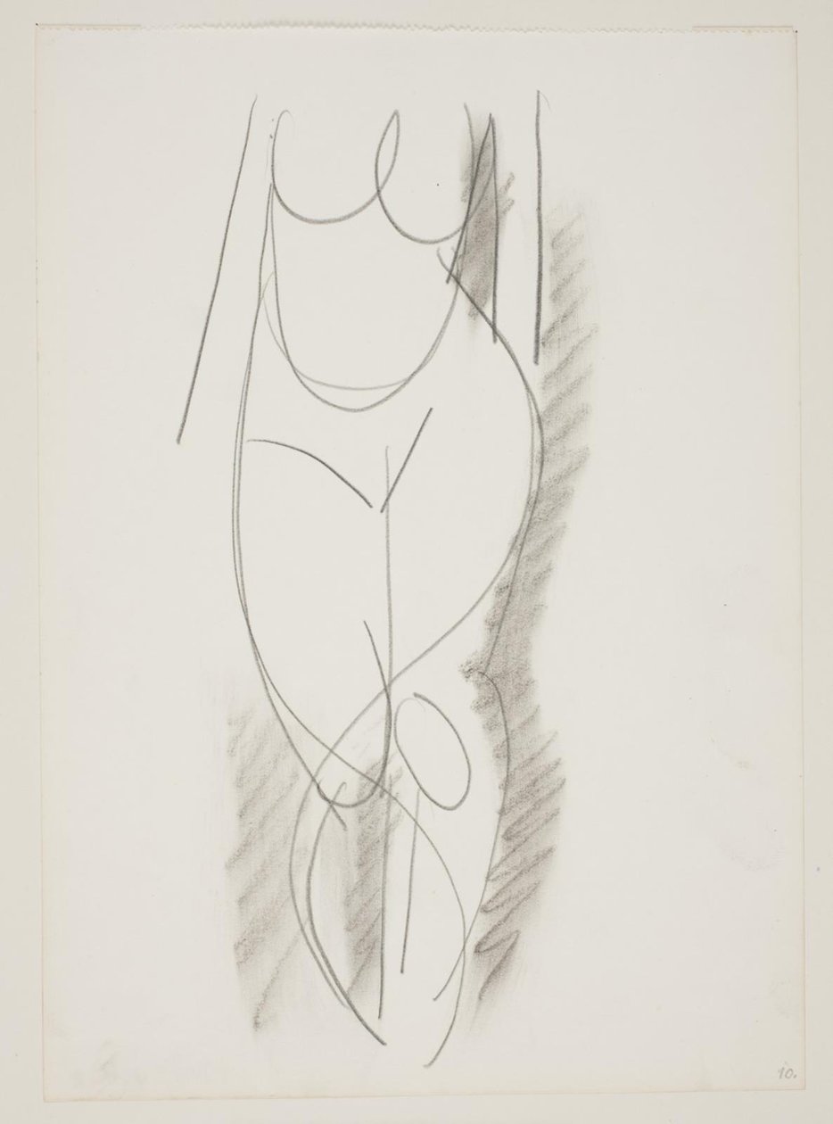 Donna nuda in piedi vista di fronte da Vilhelm Lundstrøm