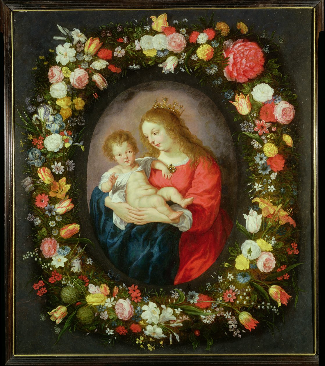 Madonna col Bambino in una ghirlanda di fiori da Vincent Sellaer
