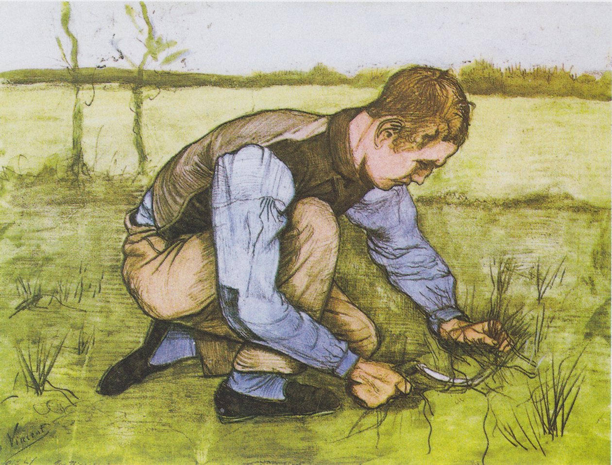 Ragazzo Accovacciato con Falce da Vincent van Gogh