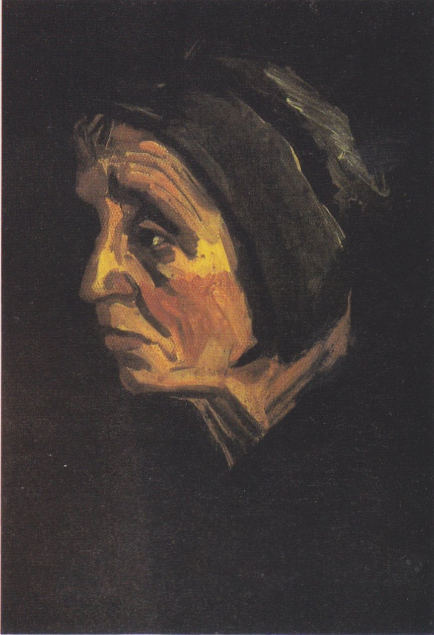 Testa di una vecchia contadina con cuffia scura da Vincent van Gogh