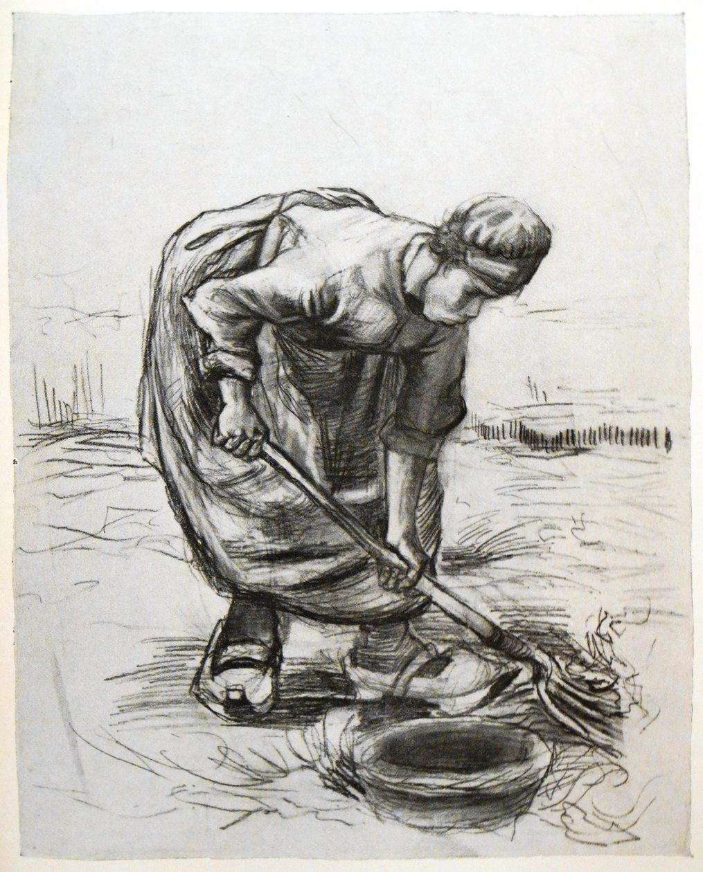 Contadina che scava patate, con cesto da Vincent van Gogh
