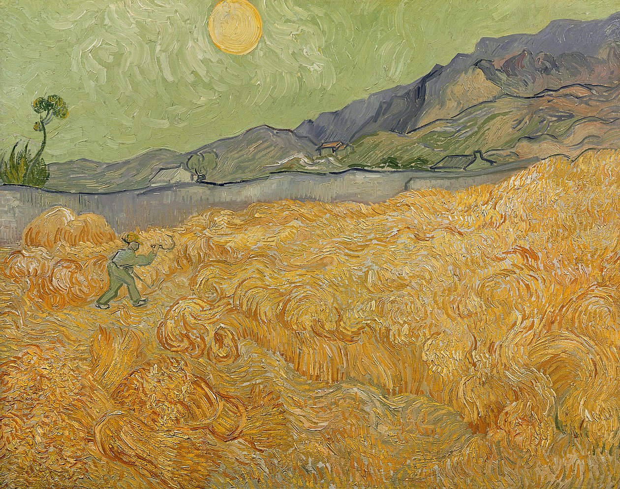 Campo di grano con mietitore, 1889 da Vincent van Gogh