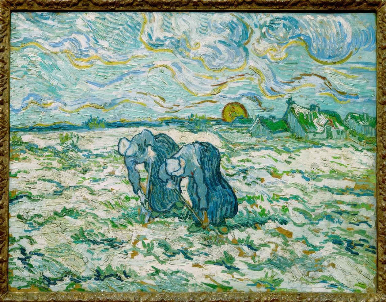 Due contadine che scavano in un campo innevato da Vincent van Gogh