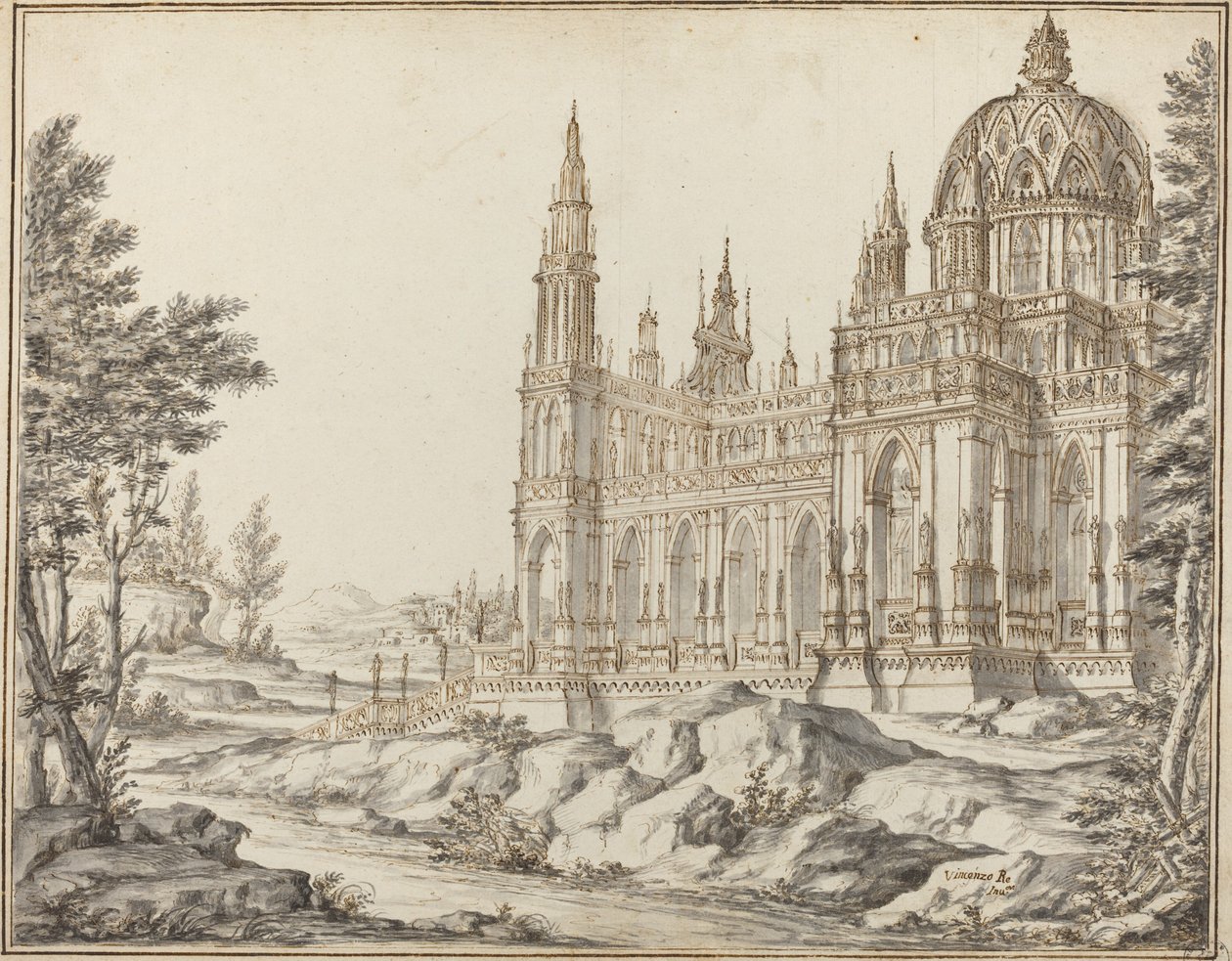 Cattedrale in un paesaggio da Vincenzo dal Re