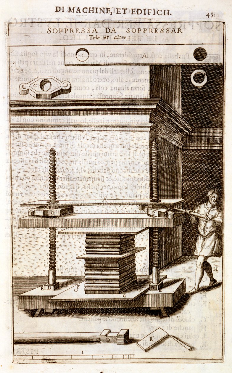 Una pressa per libri in folio, 1607 da Vittorio Zonca