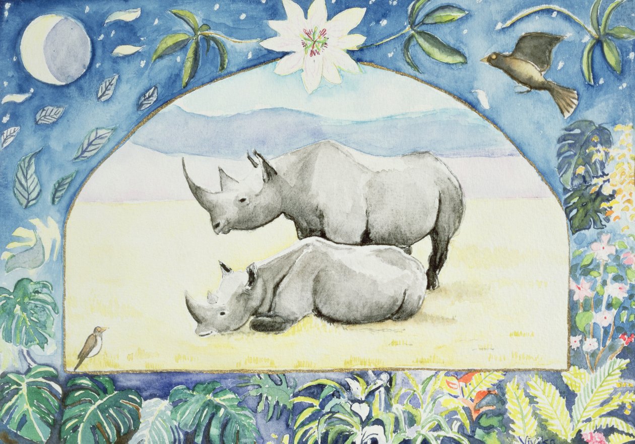Rinoceronte (mese di febbraio da un calendario) da Vivika Alexander