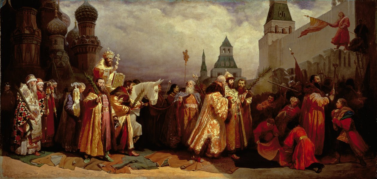 Domenica delle Palme a Mosca con lo Zar Alessio Michajlovič in una processione patriarcale da Vyacheslav Grigorievich Shvarts