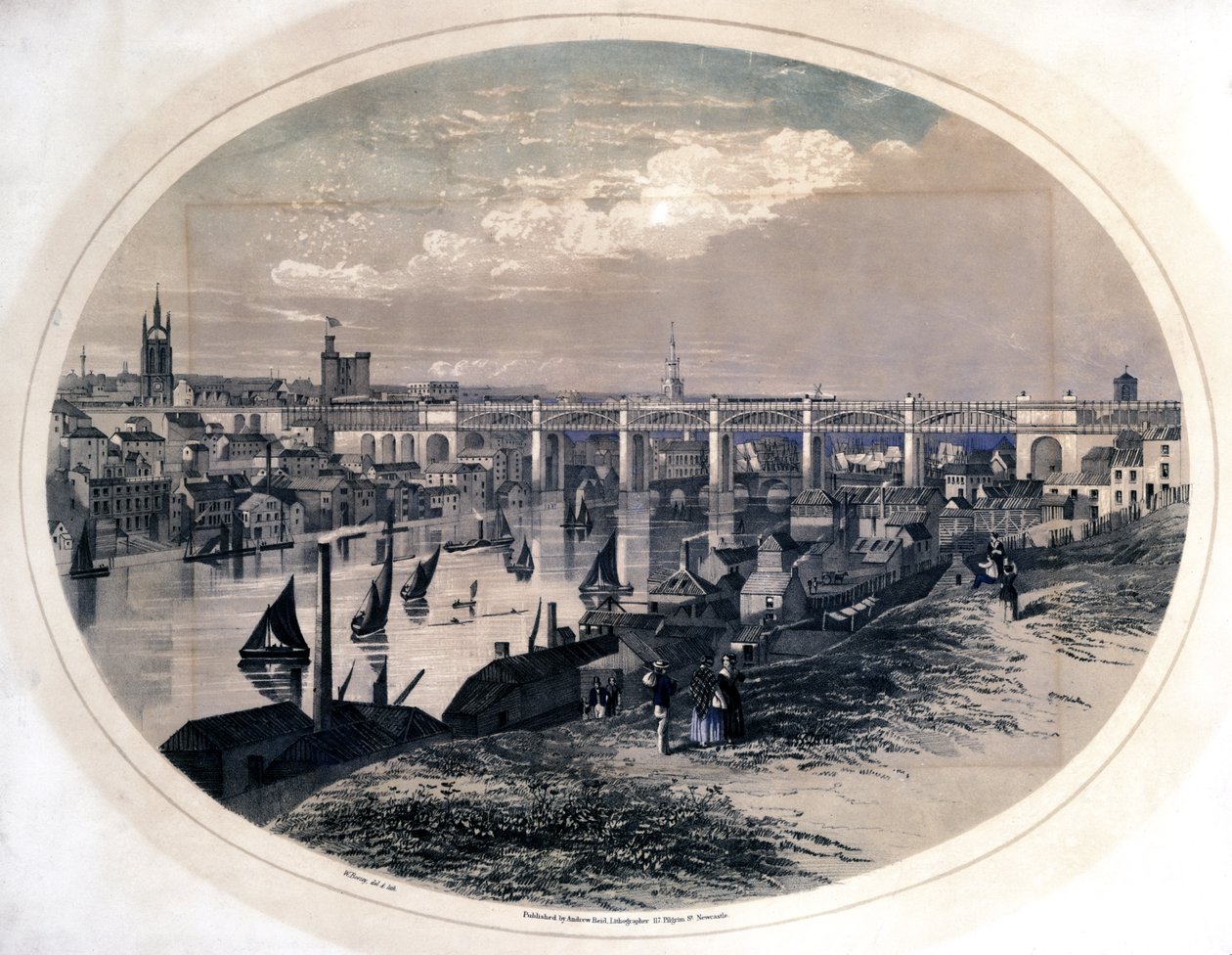 Ponte di alto livello, Newcastle-Upon-Tyne, c.1851 da W. Boozey