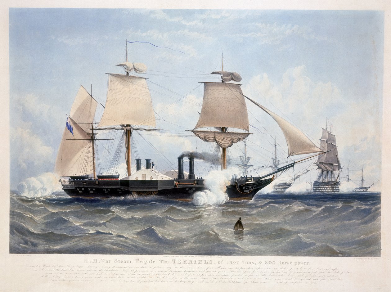HMS Terrible, inciso da Henry Papprill, 1845 da W. after Knell