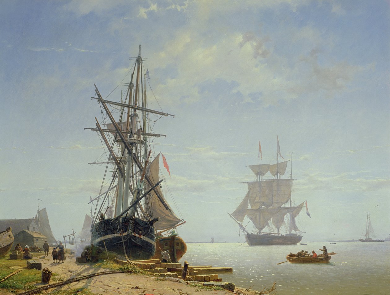 Navi in un estuario olandese, XIX secolo da W.A. van Deventer