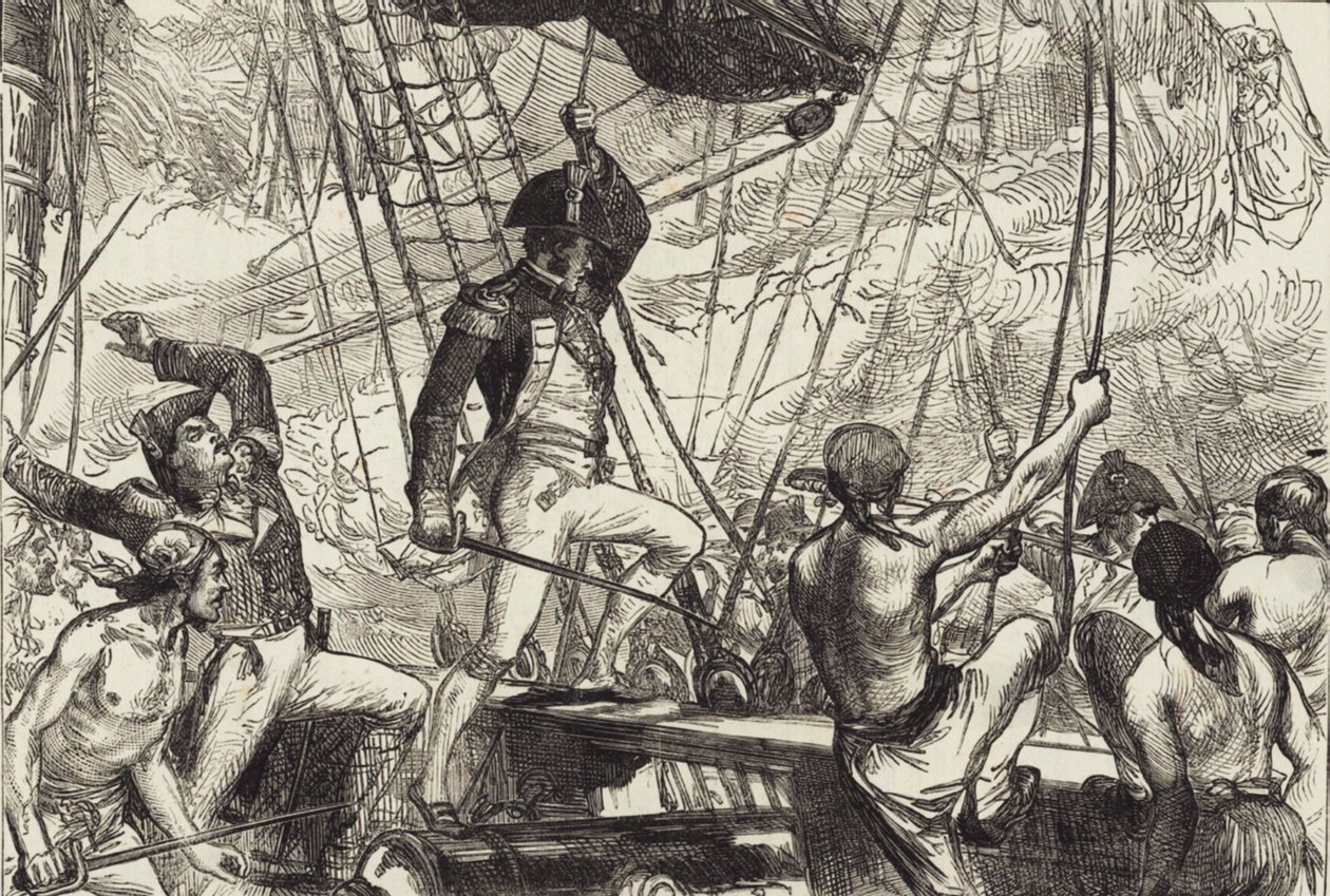 Combattimento navale (litografia) da John Ward Dunsmore
