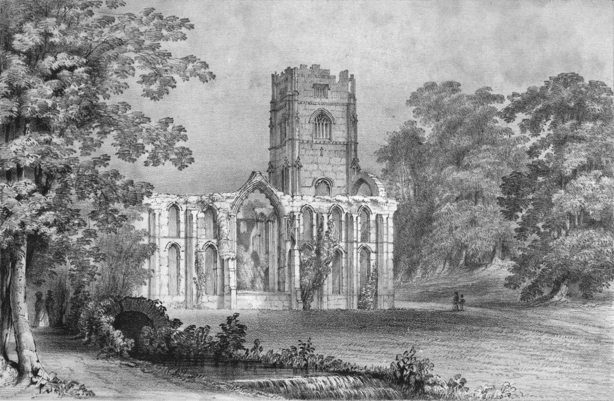 Abbazia di Fountains, 1840 da W Monkhouse