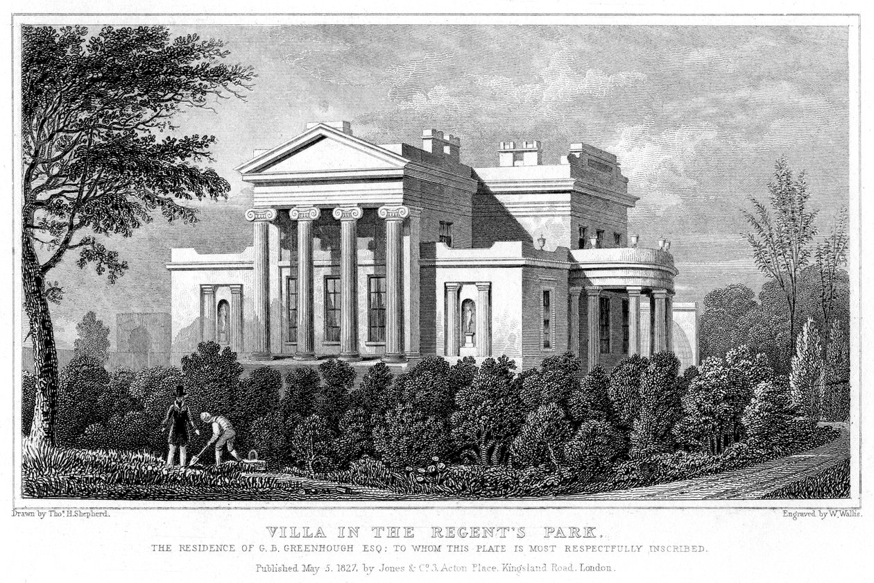 Villa in Regents Park, Londra, 1827 da W. Wallis