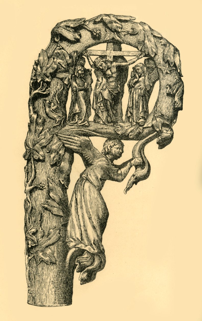 Scena della crocifissione, pastorale, 1330-1340, 1881 da W. Wise