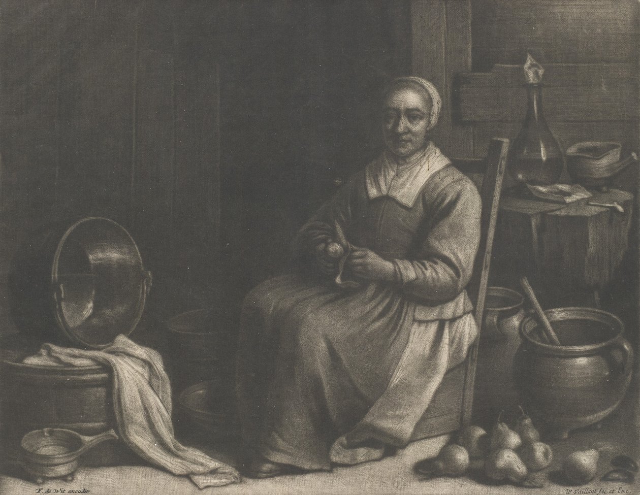 Una donna che sbuccia pere, metà del XVII secolo da Wallerant Vaillant