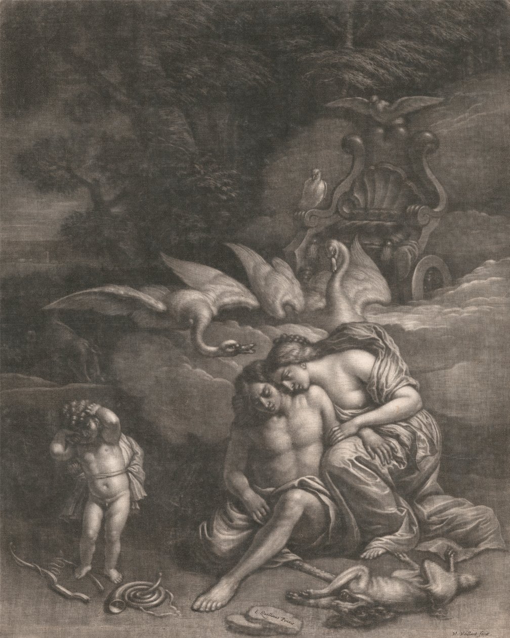 Adone muore tra le braccia di Venere da Wallerant Vaillant