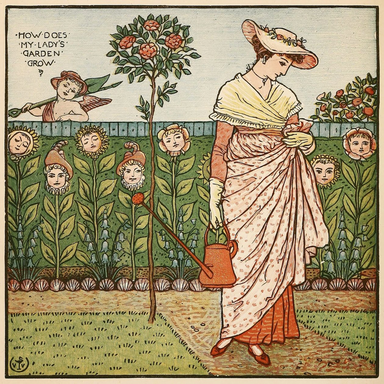 Come cresce il giardino della mia signora, dal libro di pittura di Walter Crane, pub. 1889 da Walter Crane