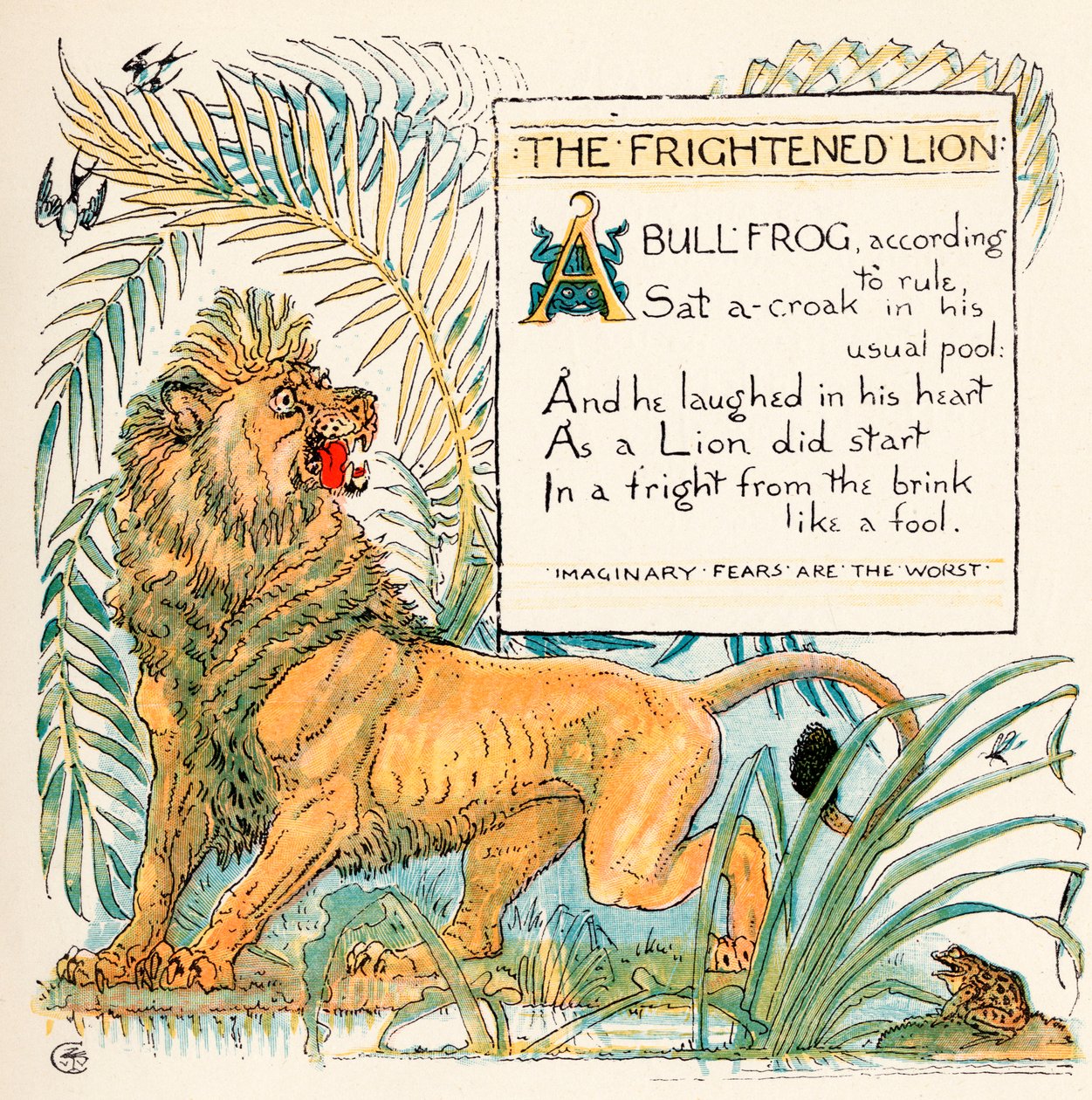 Il leone spaventato, illustrazione da 