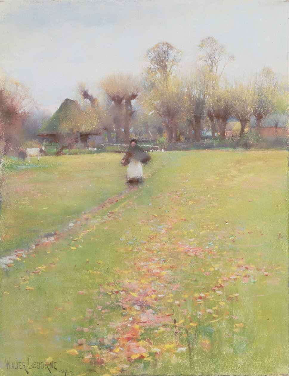 Quando le foglie gialle o nessuna o poche pendono su quei rami che tremano contro il freddo da Walter Frederick Osborne