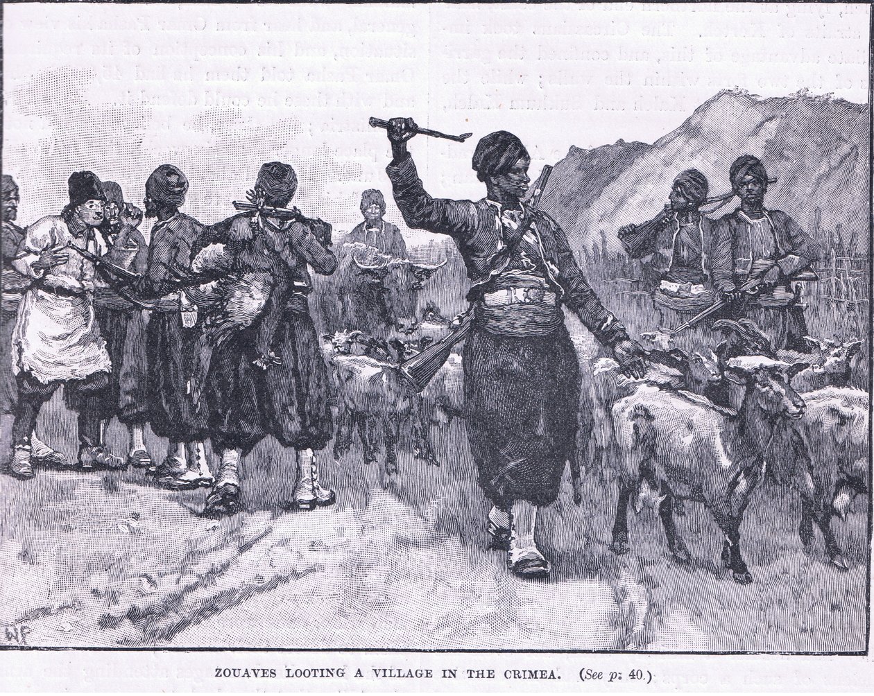 Zouaves che saccheggiano un villaggio in Crimea 1854 d.C. da Walter Paget
