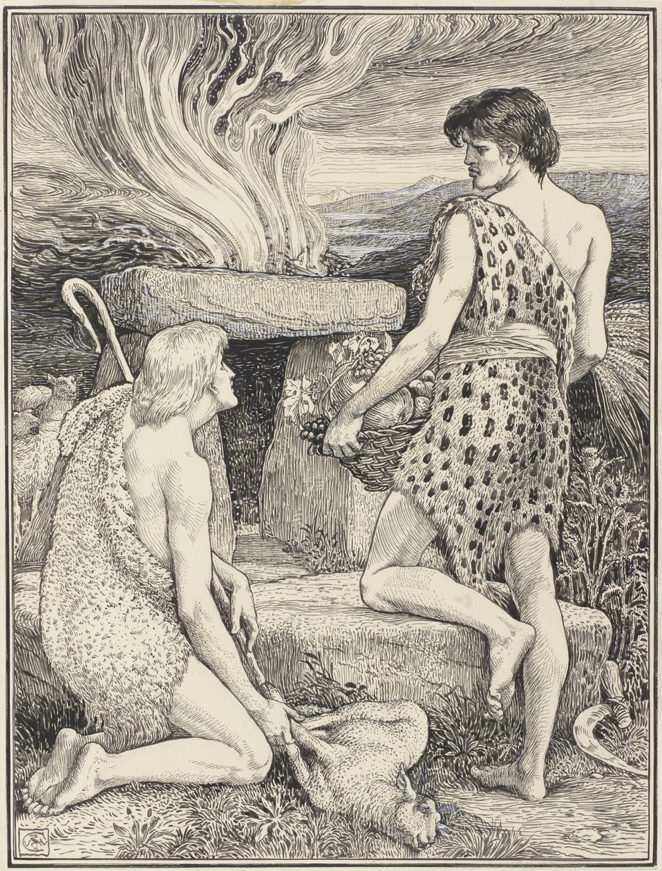 Caino e Abele da Walter Crane (signed by artist)