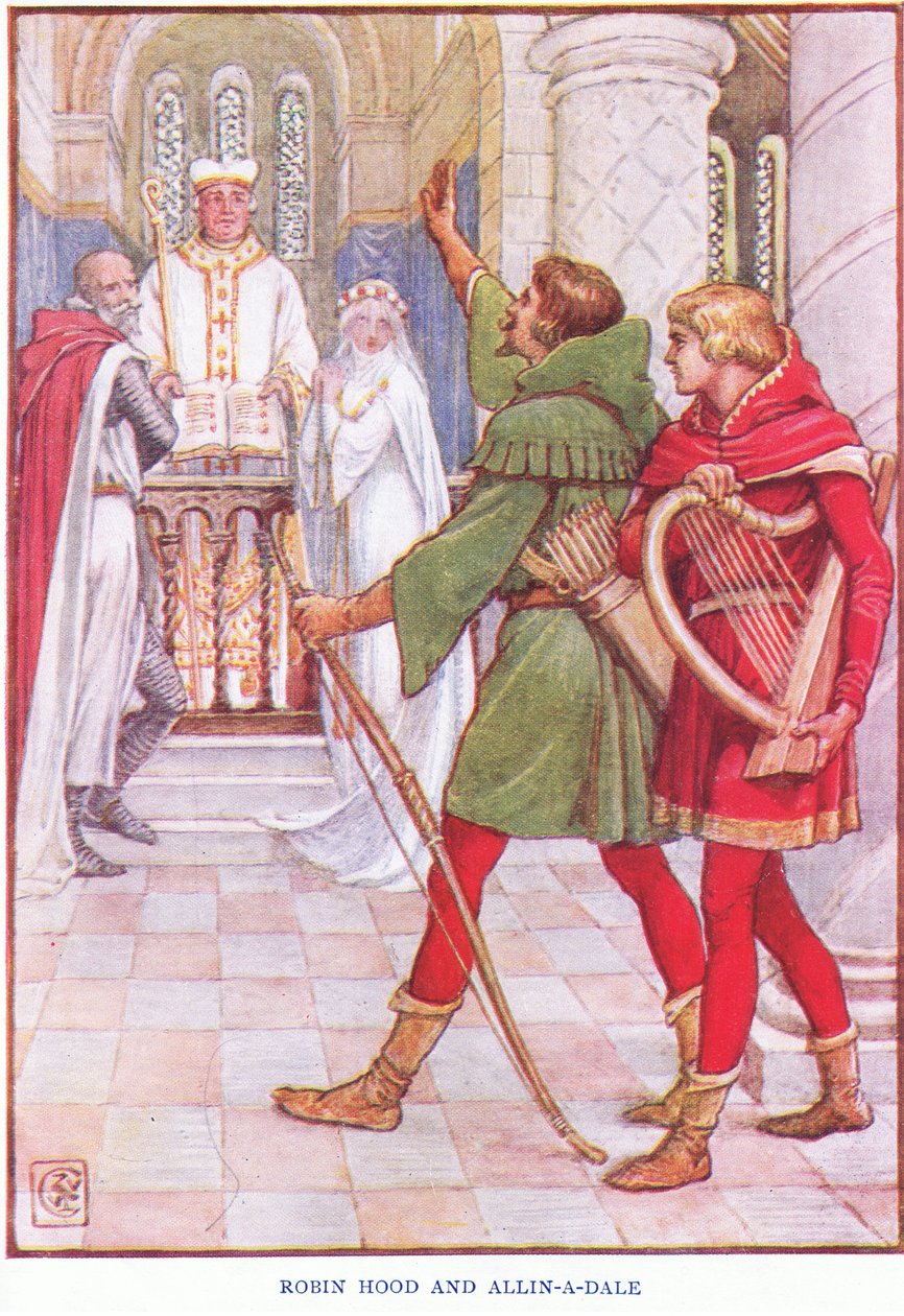 Robin Hood e Alan-a-Dale, c.1920 da Walter Crane