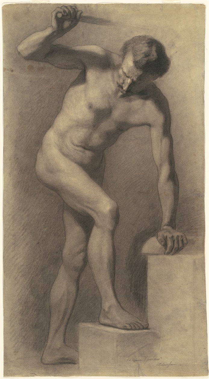 Nudo maschile sui gradini da Walter Shirlaw