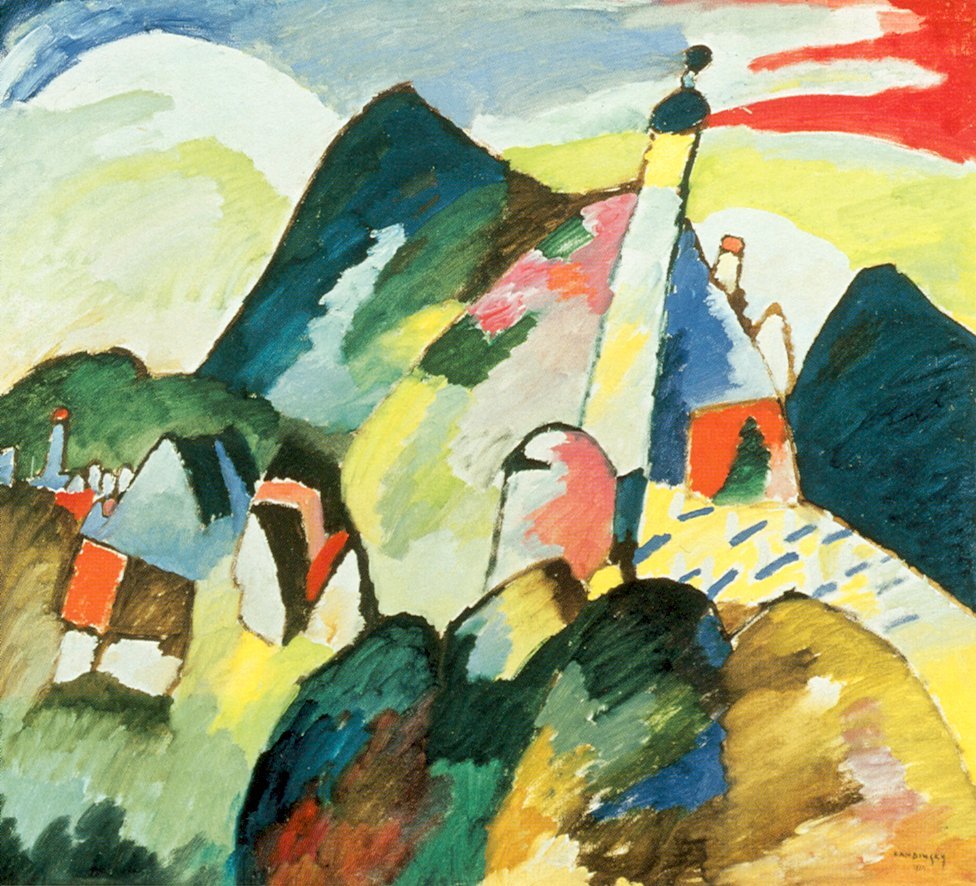Vista su Murnau con chiesa da Wassily Kandinsky